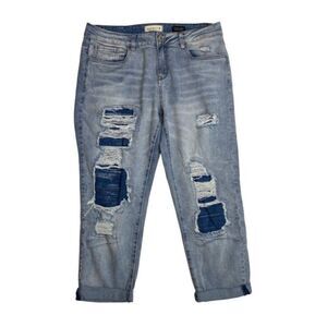 URBAN HERITAGE Light Wash Girlfriend Low Rise Cropped Distressed‎ Jeans Sz 7